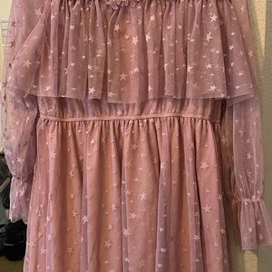 Layered Pink Star Mesh Dress